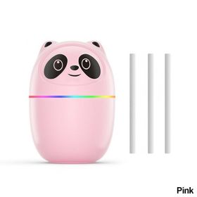 Desktop USB Mini Panda Air Humidifier & 3 Cotton Swabs (Color: Pink)
