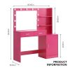 Vanity Desk with Mirror and Lights, 46.4IN Dressing Table with 2 Large Drawer&Large Vertical Organizer